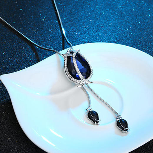 YH151-时尚郁金香毛衣链挂件百搭长款花朵项链衣服配饰TZW 商品图1