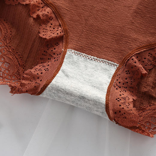 中腰无缝女士三角裤舒适双层内档性感蕾丝边大码内裤TZW 商品图3