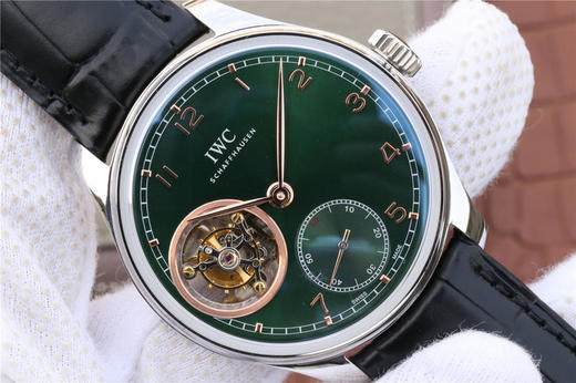 YL万国lWC葡萄牙系列lW546301绿面陀飞轮 43mm 98900型机芯腕表 yl为了追求1：1完美复刻 ，男士腕表，皮表带，透底 商品图3