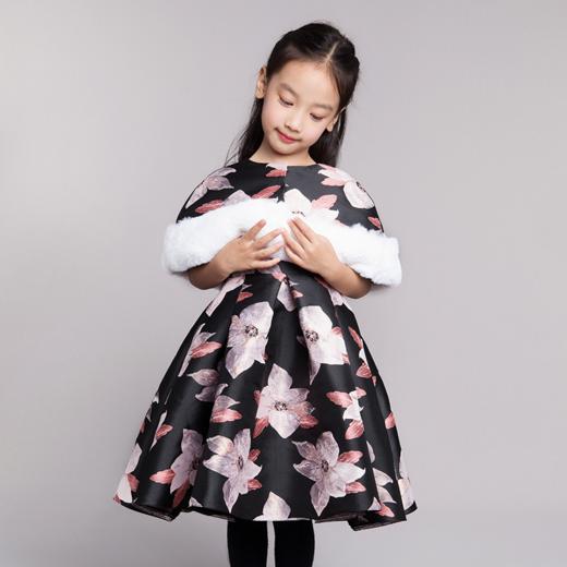 非质量问题不退换哦~女童连衣裙加绒厚秋冬裙新款服儿童洋气毛衣裙子公主裙-大花两件套礼服裙 商品图2