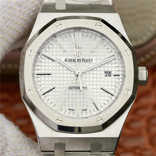 JF爱彼皇家橡树15400，自动机械机芯男士机芯:3120，精钢外壳，不锈钢和牛皮表带，背透！ 商品图1