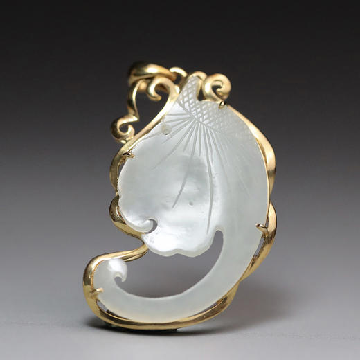 清代和田白玉“福从天降”项坠 商品图0