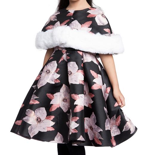 非质量问题不退换哦~女童连衣裙加绒厚秋冬裙新款服儿童洋气毛衣裙子公主裙-大花两件套礼服裙 商品图4