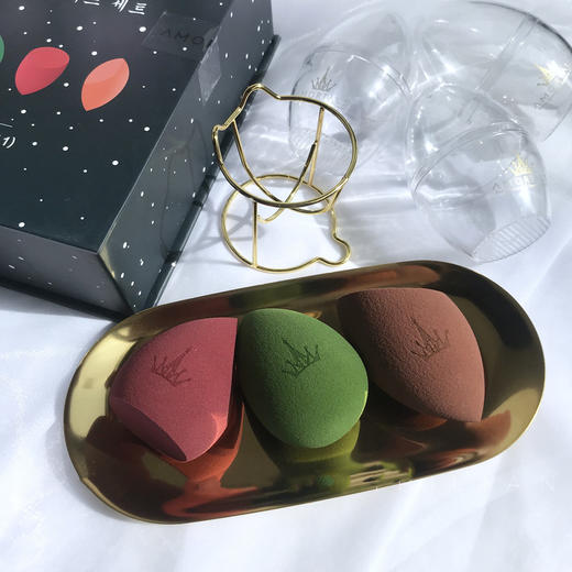 现货▲超软不吃粉！韩国尔木萄美妆蛋套盒 三个装送晾晒架 干湿两用 商品图0