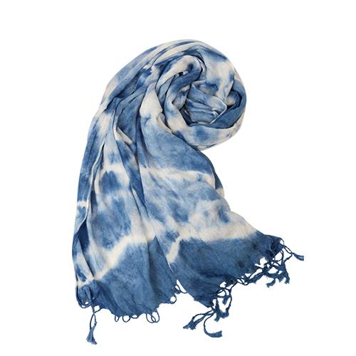 深山集市 纯手工扎染棉麻纱围巾 商品图0