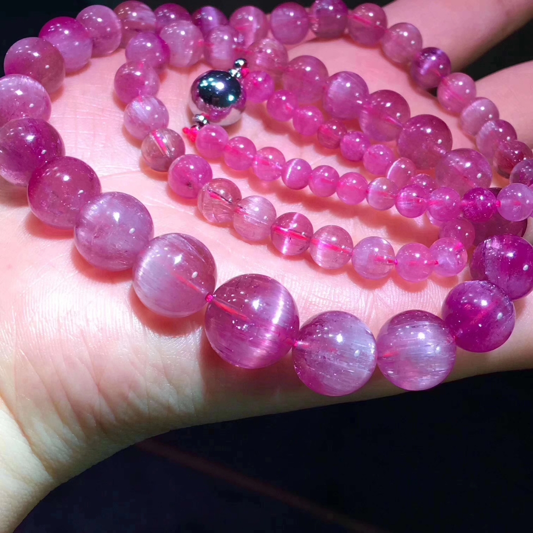 卢比来热粉碧玺猫眼碧玺塔链