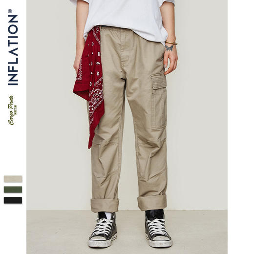 【服饰鞋包】春夏新款潮牌休闲简约纯色口袋男式抽绳束脚工装裤 商品图3