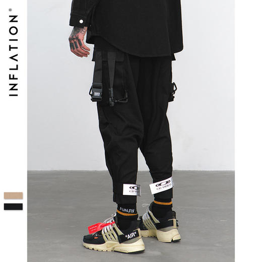 【休闲裤】春新潮牌立体口袋反光魔术贴束脚宽松男式休闲工装裤 商品图1