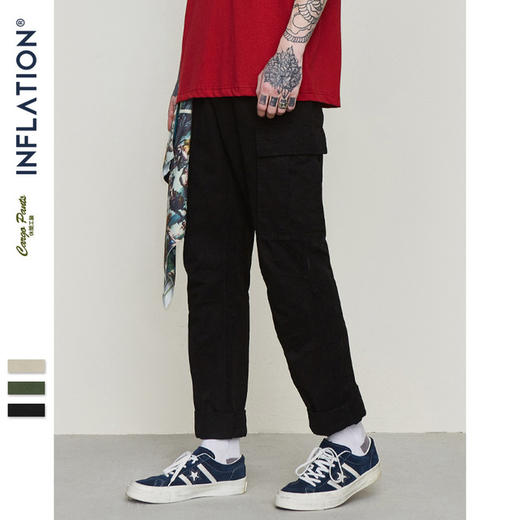 【服饰鞋包】春夏新款潮牌休闲简约纯色口袋男式抽绳束脚工装裤 商品图1