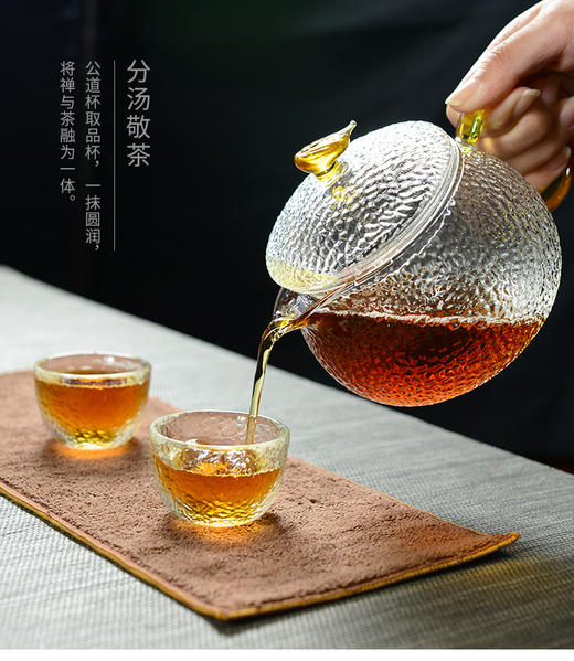 雅集锤纹玻璃茶壶过滤泡茶壶家用耐高温蒸茶壶耐热花茶壶红茶茶具 商品图1