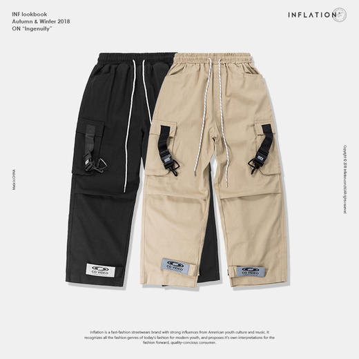 【休闲裤】春新潮牌立体口袋反光魔术贴束脚宽松男式休闲工装裤 商品图3