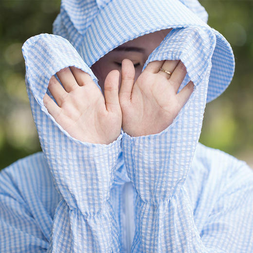 日系设计 骑车帽檐防晒衣 透气宽松防紫外线防晒服 商品图2