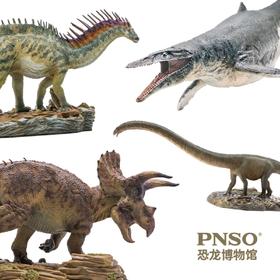PNSO恐龙博物馆三角龙多利/马门溪龙尔玛1:35科学艺术模型