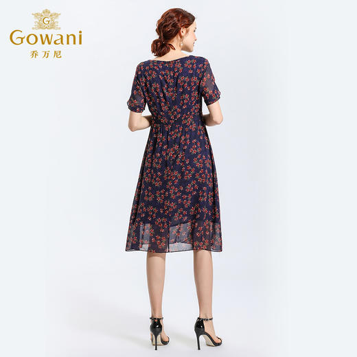 乔万尼夏季女碎花修身桑蚕丝连衣裙时尚长裙子EN2E559 商品图3