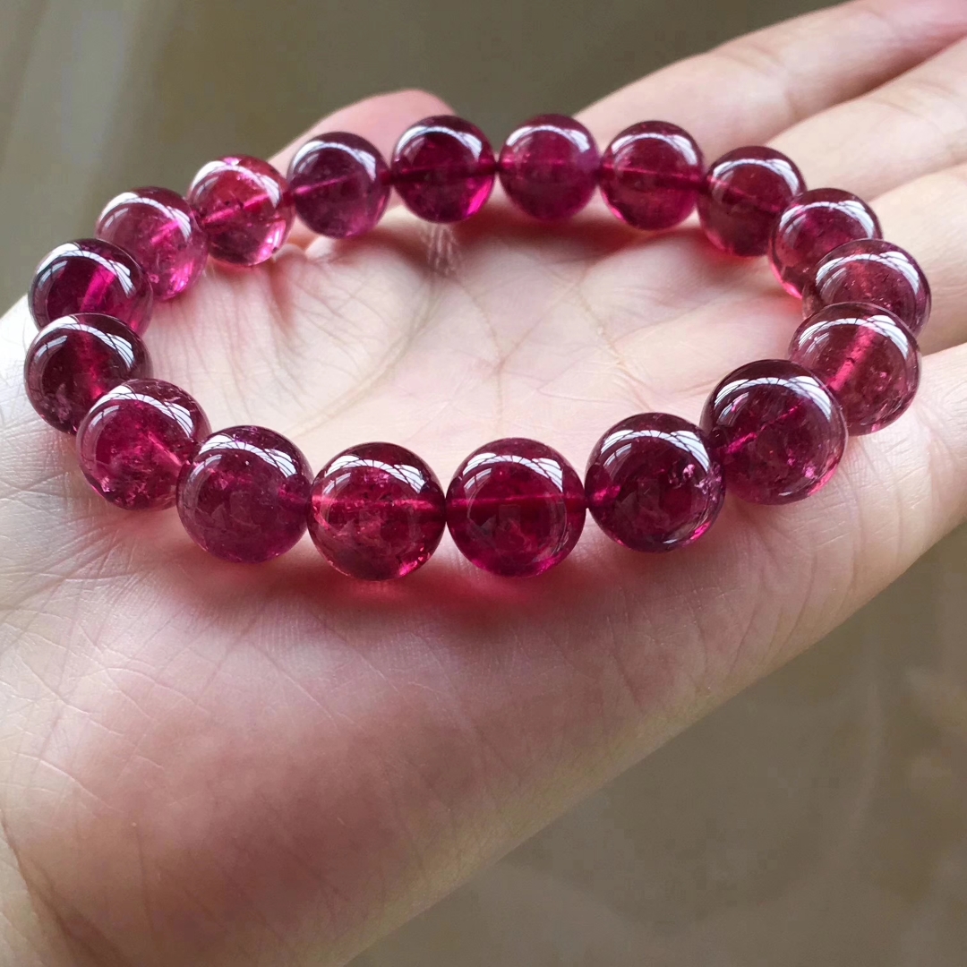 366g108mm纯红碧玺手链