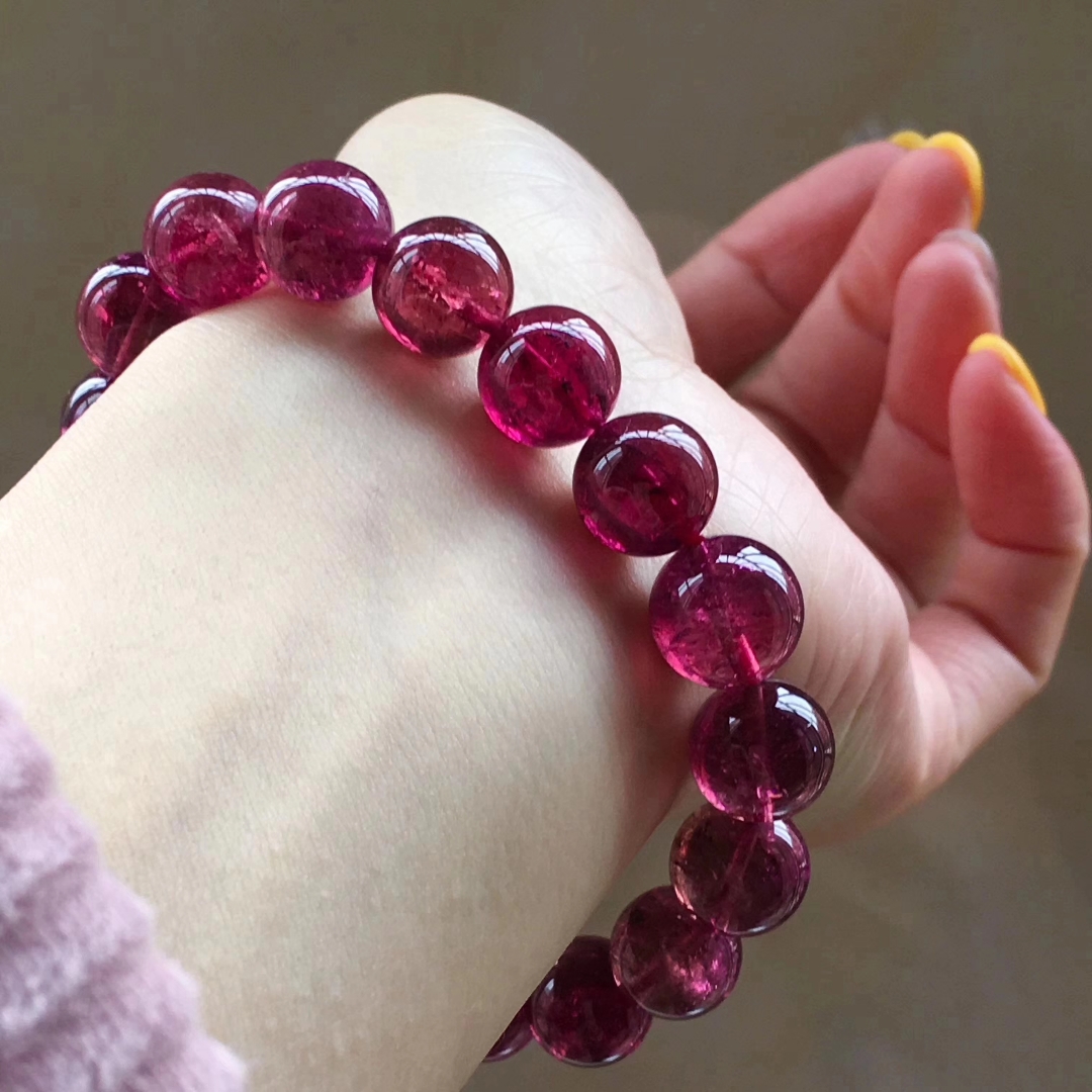 366g108mm纯红碧玺手链