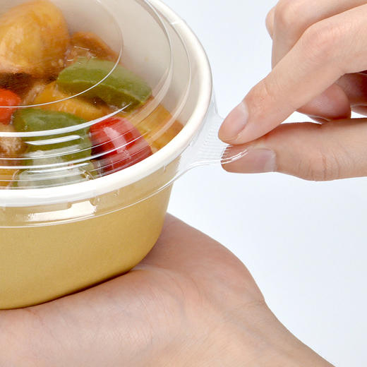 喇叭花750ml1300ml一次性餐盒打包盒牛皮纸碗带盖圆形便当盒200套 商品图3