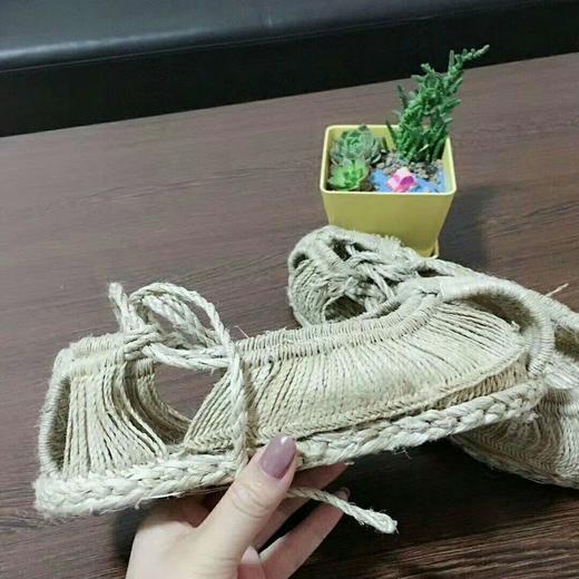 【买麻鞋，雅路人】防脚臭，复古手工编织红军草鞋男女士麻鞋舞台表演道具夏季系带全麻凉鞋 商品图4