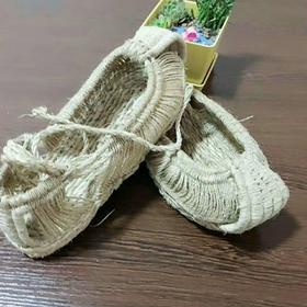 【买麻鞋，雅路人】防脚臭，复古手工编织红军草鞋男女士麻鞋舞台表演道具夏季系带全麻凉鞋