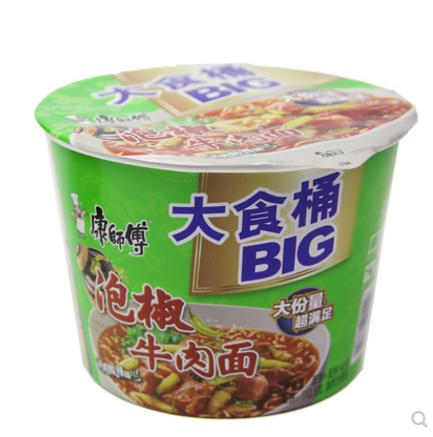 康师傅大食桶超爽桶泡椒牛肉面1桶