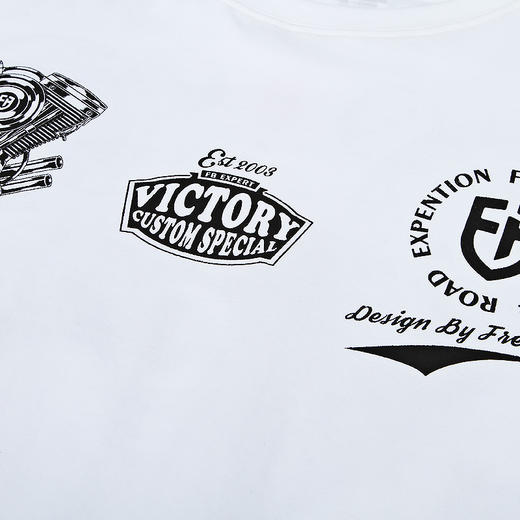 [39.9元1件] MOTO系列机车越野STYLE印花短袖T恤黑白体恤 NMT-0937 商品图3