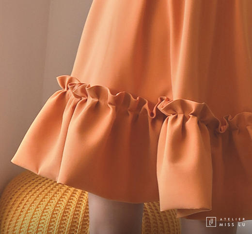 AtelierMissLu / Vera-加州橘下摆趣味褶皱连身裙 商品图4
