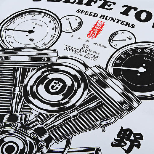 [39.9元1件] MOTO系列机车越野STYLE印花短袖T恤黑白体恤 NMT-0937 商品图2