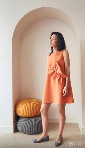 AtelierMissLu / Becca-加州橘趣味褶皱连身裙