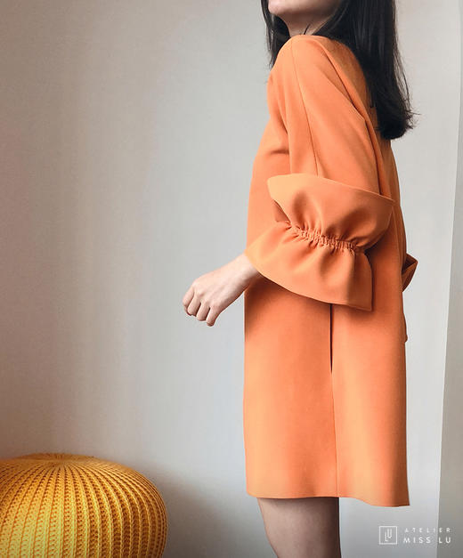 AtelierMissLu / Paola-加州橘袖口趣味褶皱连身裙 商品图12