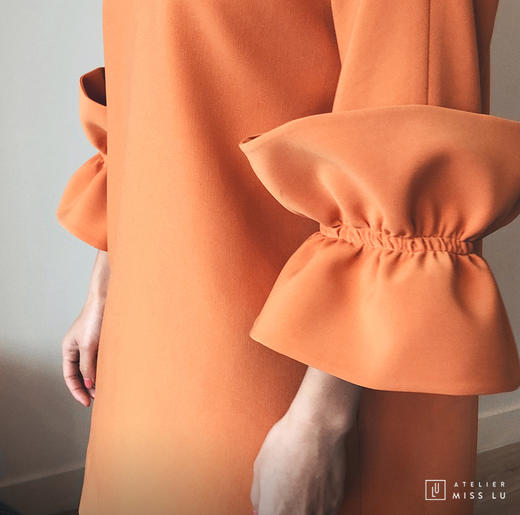 AtelierMissLu / Paola-加州橘袖口趣味褶皱连身裙 商品图11
