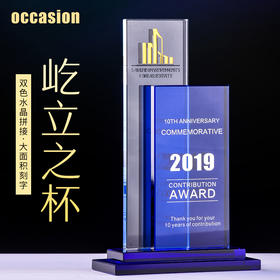 创意双色方形水晶奖杯奖牌定制定做优秀经销代理商授权牌礼品牌匾