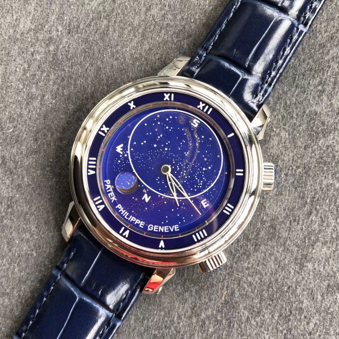百达翡丽星空5102天月款日内瓦苍穹系列星空腕表独具特别星象功能蓝色