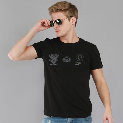 [39.9元1件] MOTO系列机车越野STYLE印花短袖T恤黑白体恤 NMT-0937 商品图4