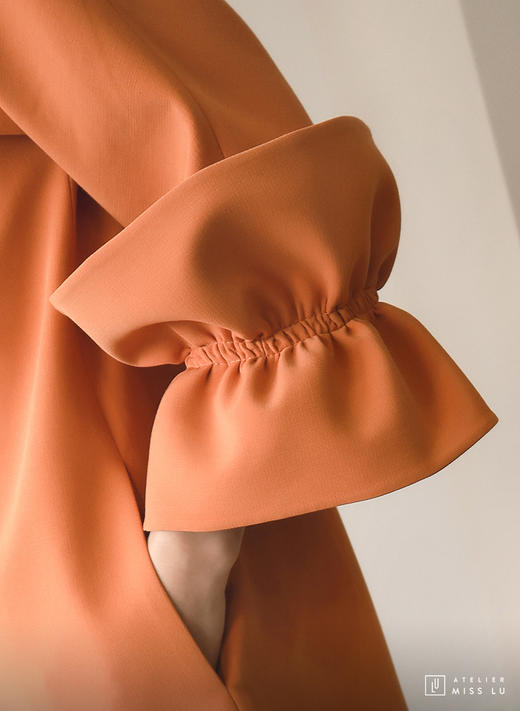 AtelierMissLu / Paola-加州橘袖口趣味褶皱连身裙 商品图2