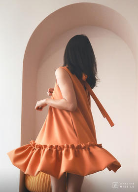 AtelierMissLu / Vera-加州橘下摆趣味褶皱连身裙