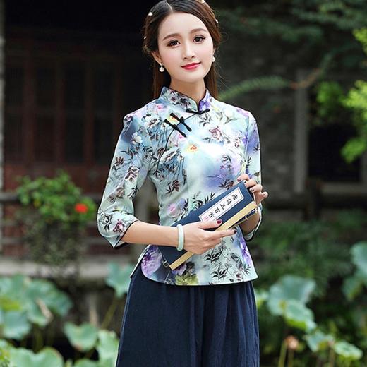 下架415xjm新款竹节棉麻唐装复古斜襟中式修身改良旗袍上衣hs1973