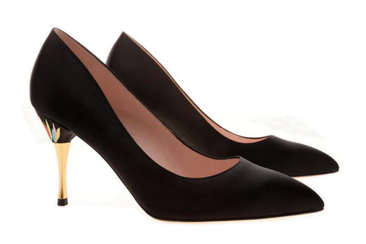 sheme 新中式女士纯手工刺绣高跟单鞋 黑色 商品图4