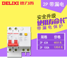 德力西 断路器 2P63A100A 带漏电 时价联系客服