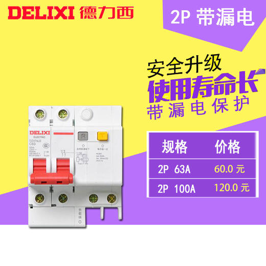 德力西 断路器 2P63A100A 带漏电 时价联系客服 商品图0