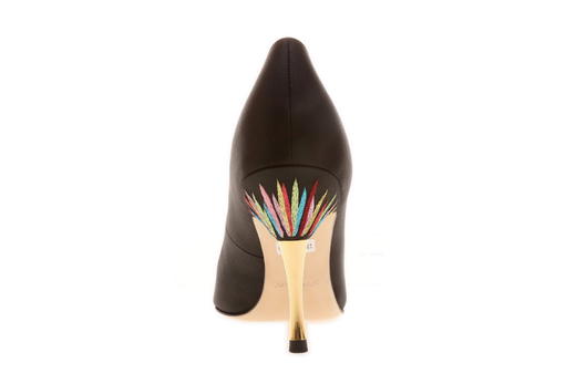 sheme 新中式女士纯手工刺绣高跟单鞋 黑色 商品图3