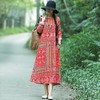 QDFS-B053棉麻长袖宽松民族风大摆长裙 TZW 商品缩略图1