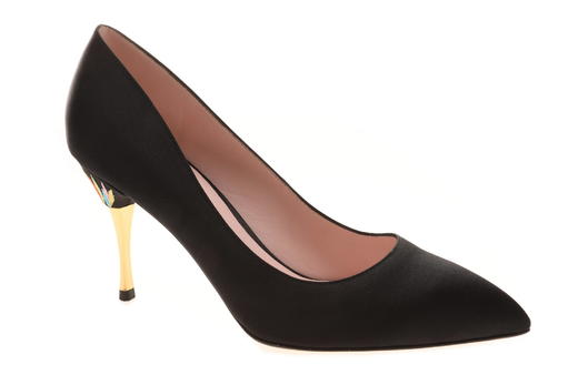 sheme 新中式女士纯手工刺绣高跟单鞋 黑色 商品图2