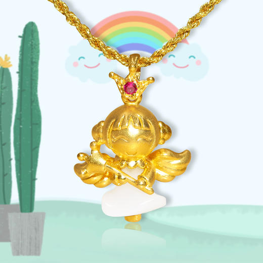 3D足金镶和田玉---天使宝贝系列吊坠 商品图4