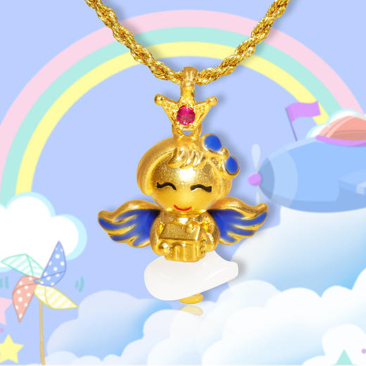 3D足金镶和田玉---天使宝贝系列吊坠 商品图7