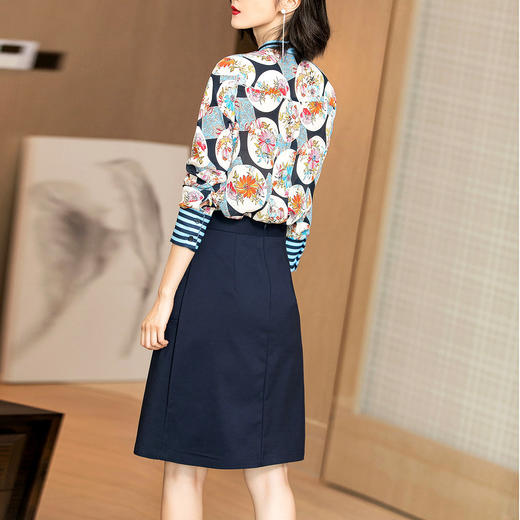 天然棉感半身裙 知性优雅藏蓝色修身显瘦弹力包臀裙半身裙女1838 商品图5