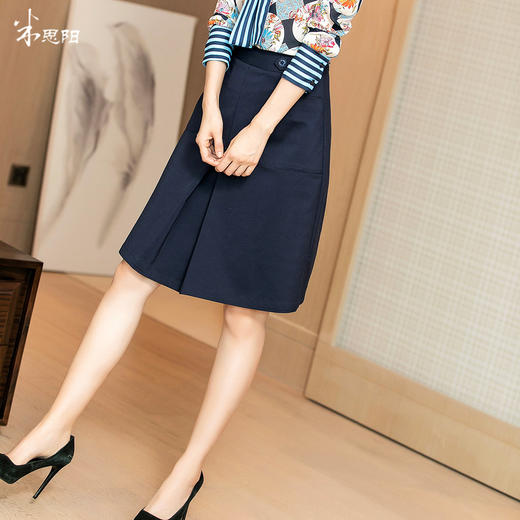 天然棉感半身裙 知性优雅藏蓝色修身显瘦弹力包臀裙半身裙女1838 商品图3