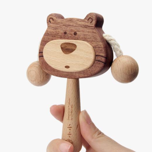 【6个月＋】墨小小 可可熊拨浪鼓 木质传统婴儿啃咬儿童玩具 商品图0