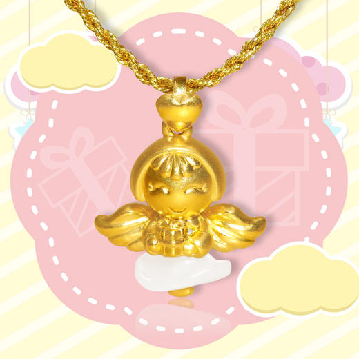 3D足金镶和田玉---天使宝贝系列吊坠 商品图2