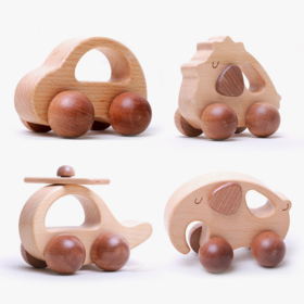 【10个月＋】墨小小 木质手拉绳推车 木质传统婴儿啃咬儿童玩具