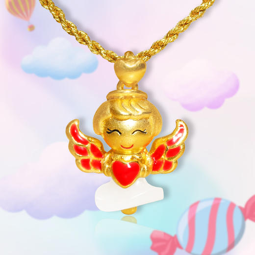 3D足金镶和田玉---天使宝贝系列吊坠 商品图6